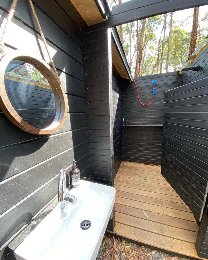 toilet and shower options for a rural cabin or holiday house