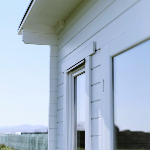 Exterior window flashing details on a 8.75m2 Tussock Cabin Kitset