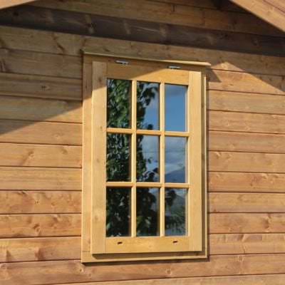 Double glazed french window on a home office pod