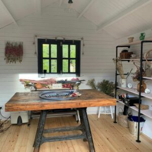 a backyard craft shed