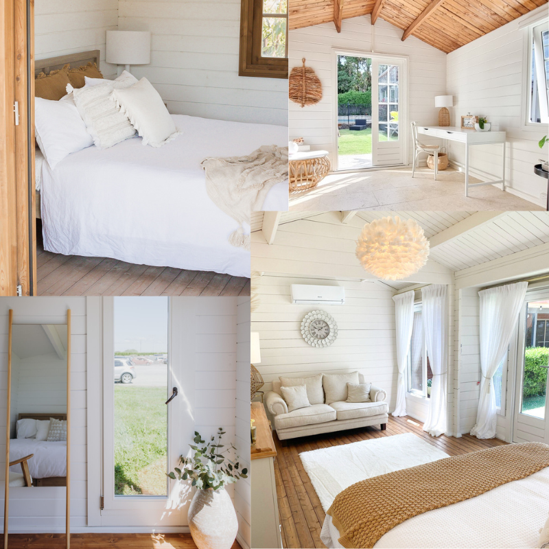Light-filled and airy sheshed interior